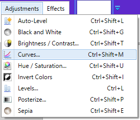 Screenshot of the adjustment curves tool in Paint.NET