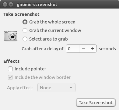 Image showing the screenshot application in Ubuntu