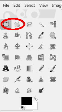 Gimp, rectangle and Ellipse selection tools.