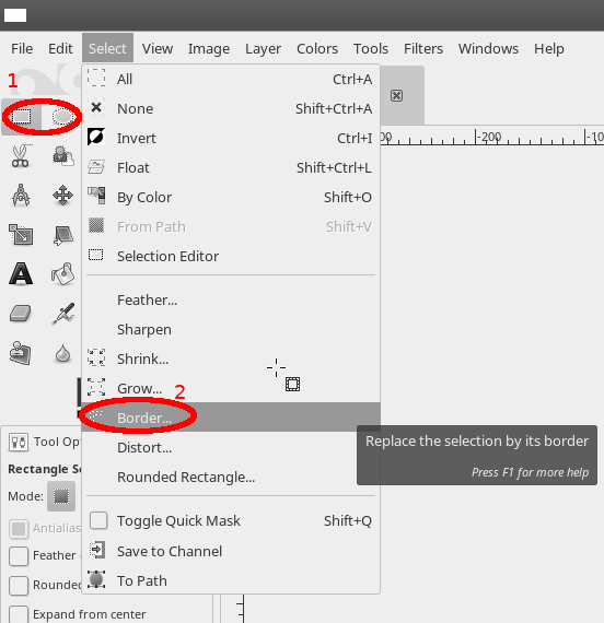 Creating Rectangles and Circles in Gimp Beamtic