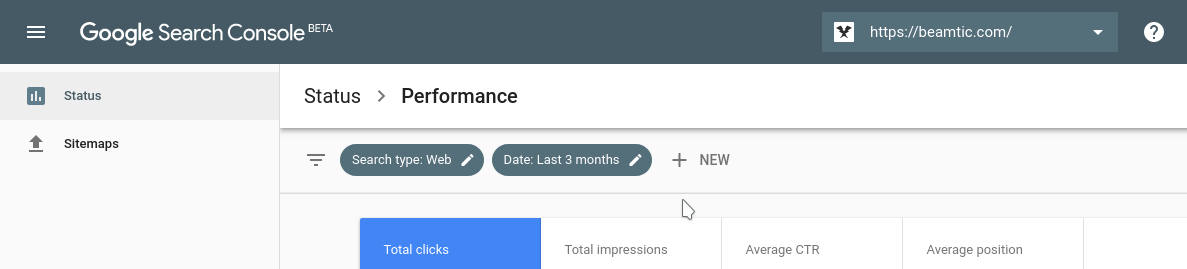 Google Search Console, fixed header