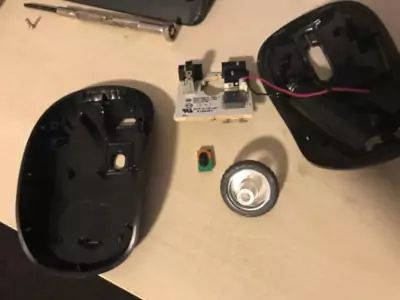 A opened wireless mouse.