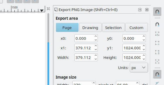 Export as PNG dialog, Inkscape
