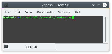 Right permissions for .pem key files when using SSH or SFTP.