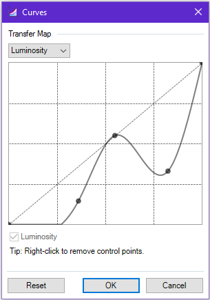 Screenshot of the adjustment curve points in Paint.NET