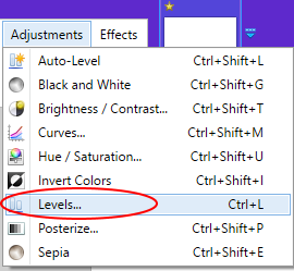 Screenshot the levels tool in Paint.NET