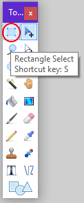 Screenshot of the rectangle selection tool in Paint.NET