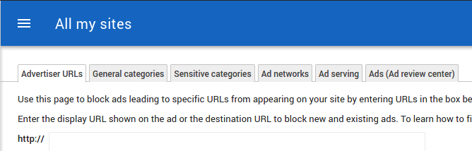 Allow & block ads in Adsense