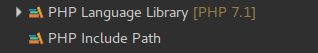 Screenshot showing PHP include path, and PHP language library